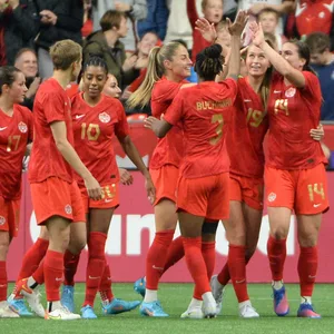 Kanadas Frauennationalteam beim Torjubel