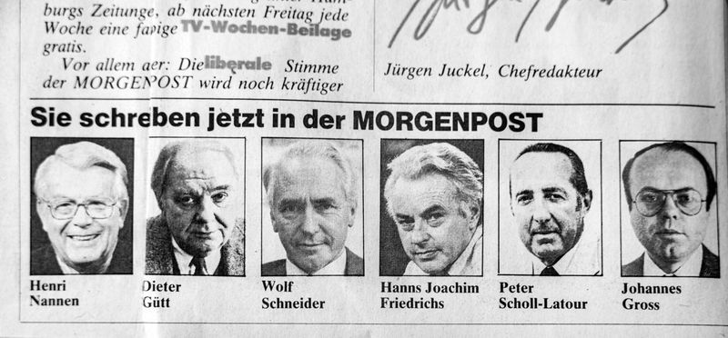 Stolz präsentierte die MOPO nach Übernahme durch Gruner+Jahr 1986 die Liste ihrer neuen bundesweit bekannten Kolumnisten.