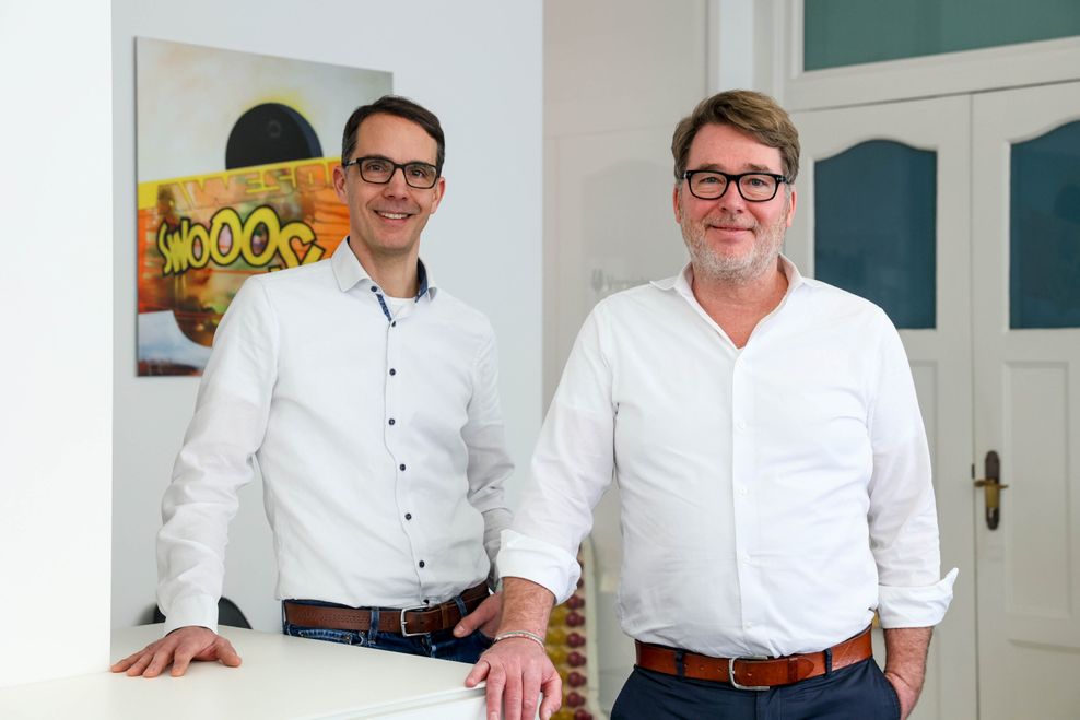 Landschaftsdesigner Frank Tutas (links) und Architekt Michael Weiß-Schmidt haben spektakuläre Pläne für das Heiligengeistfeld.