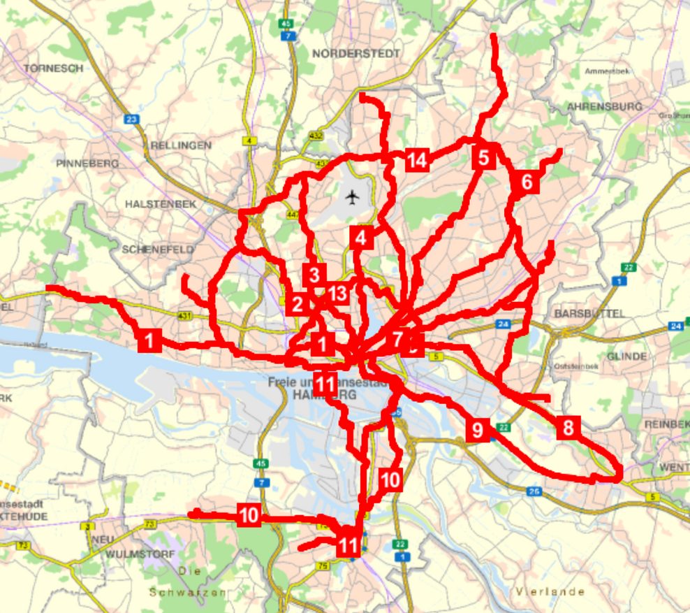 Das Velorouten-Netz soll einmal aus 272 Kilometern bestehen. Aktuell ist es noch nicht fertiggestellt.