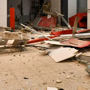 Trümmerfeld: Gleich zwei Geldautomaten sind im Ostkreuz Center gesprengt worden.