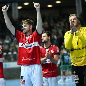 Frederik Bo Andersen, Tobias Schimmelbauer und Johannes Bitter (HSVH)