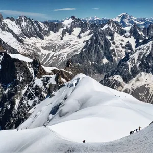 Kletterer auf dem Weg zum Mont Blanc an der französisch-italienischen Grenze.