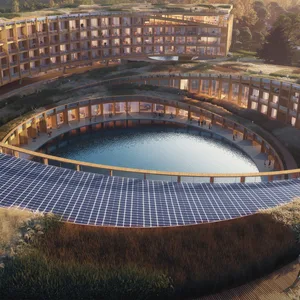 Eine Visualisierung des neuen Luxus-Resorts „The Spiral Lakeside Resort“