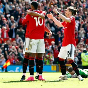 Marcus Rashford und Marcel Sabitzer jubeln