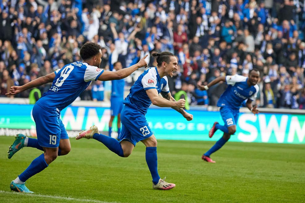 Baris Atik jubelt für den 1. FC Magdeburg