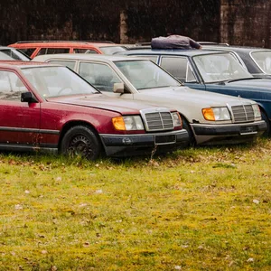 Auf dem Gelände einer ehemaligen Holzhandlung an der Anschlussstelle Dorfmark der A7 stehen Dutzende Oldies.