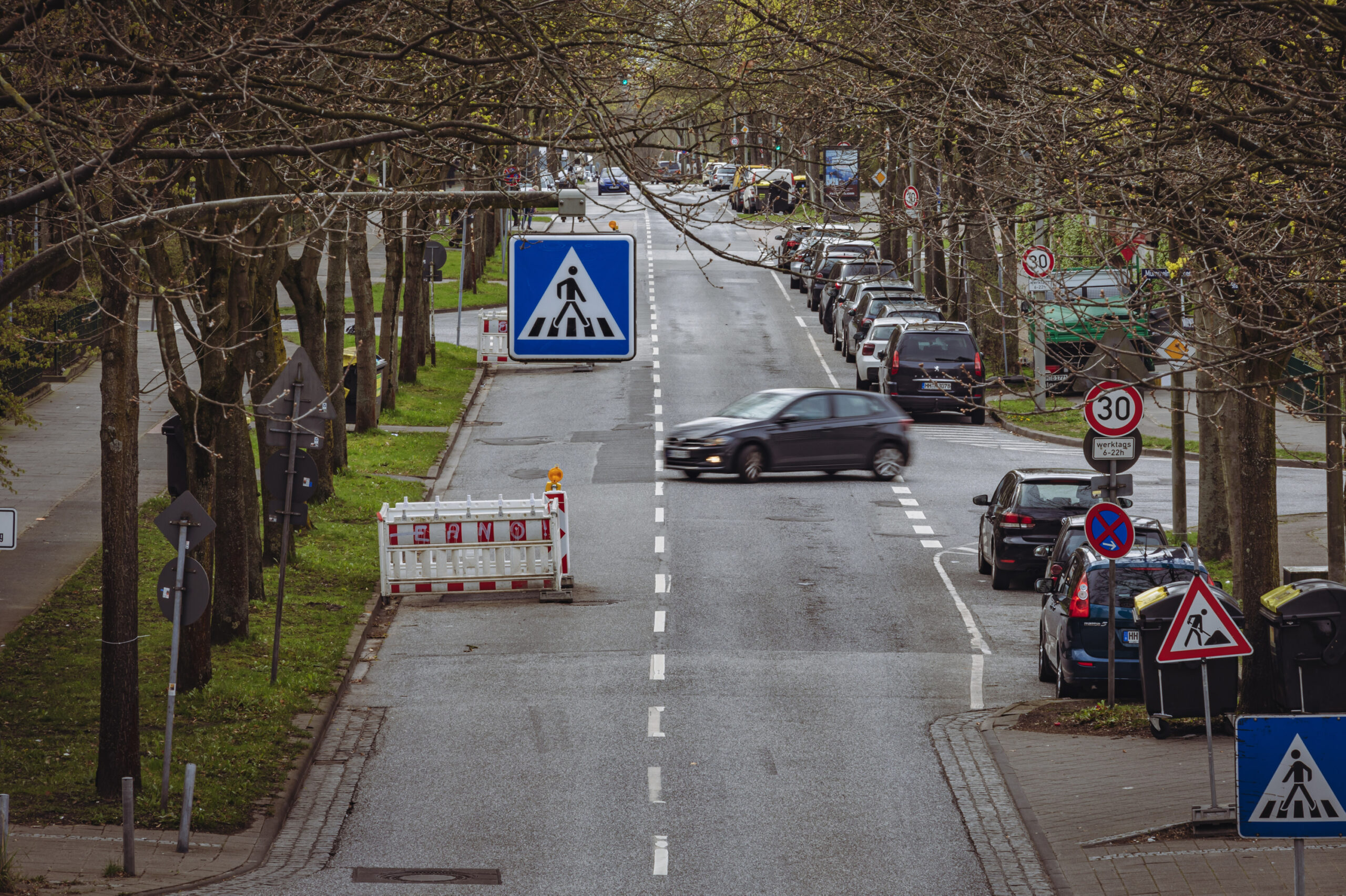 100 Parkplätze und 42 Bäume sollten auf der Straße Mümmelmannsberg für die Veloroute 8 weichen. Jetzt überlegt es sich der Bezirk anders.