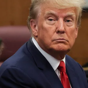 Ex-US-Präsident Donald Trump sitzt in einem Gerichtssaal in Manhattan.