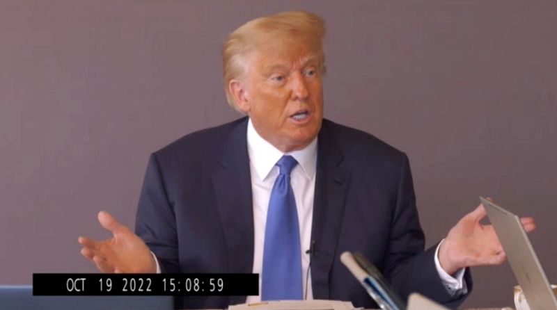 Ein Ausschnitt aus einem Vernehmungsvideo, das im Prozess gegen Donald Trump entstand.