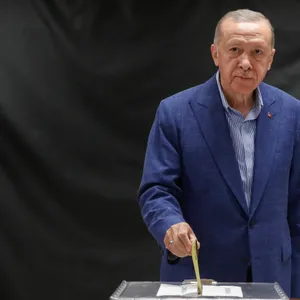 Recep Tayyip Erdogan bei der Stimmabgabe in der Stichwahl um das Amt des Präsidenten der Türkei.