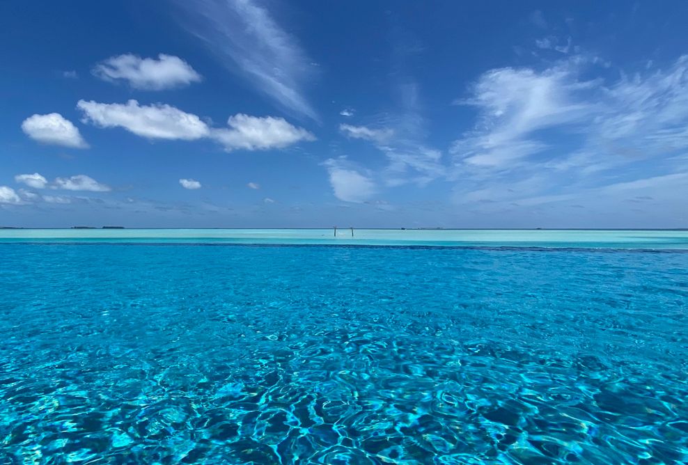 Im Anantara Dhigu Maldives Resort macht der Infinitypool seinem Namen alle Ehre.