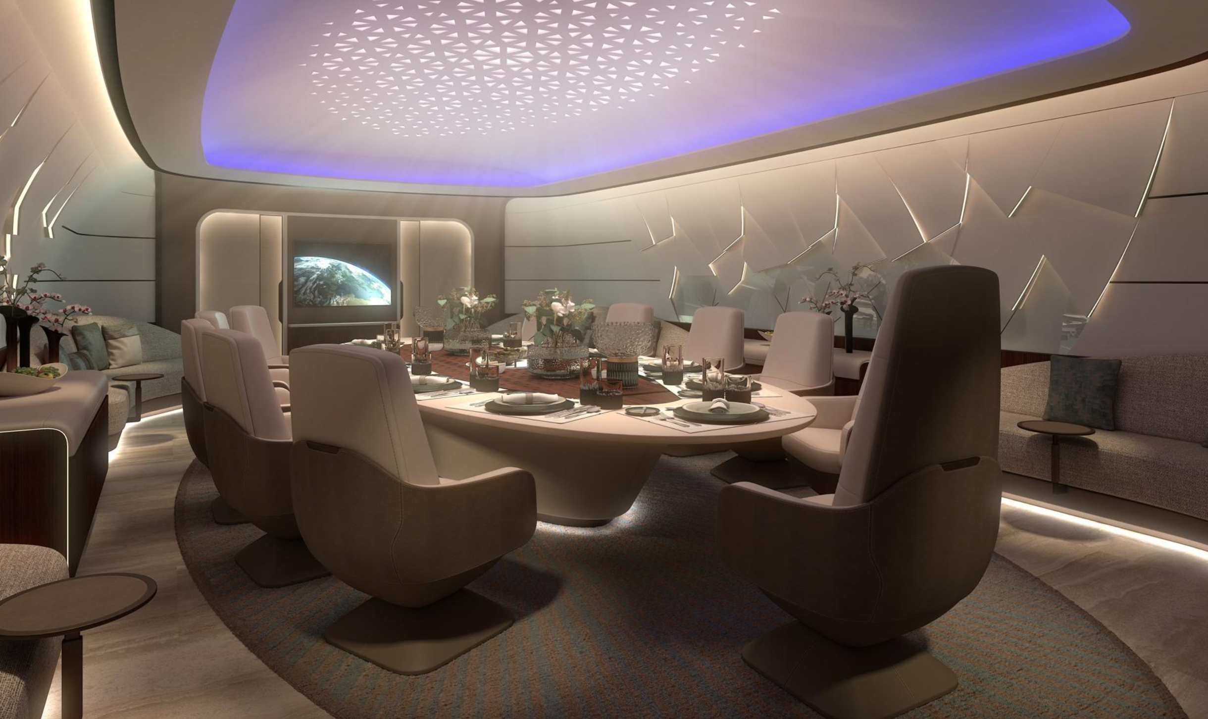 Schickes Speisen in der VIP-Boeing: Vor allem Superreiche aus dem Nahen Osten sollen sich von dem Design angesprochen fühlen.