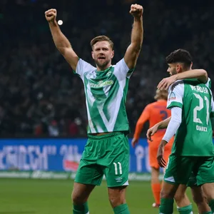 Niclas Füllkrug bejubelt ein Tor für Werder Bremen