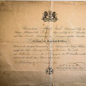 Die 156 Jahre alte DIN-A3-Urkunde des Bürgermilitärs