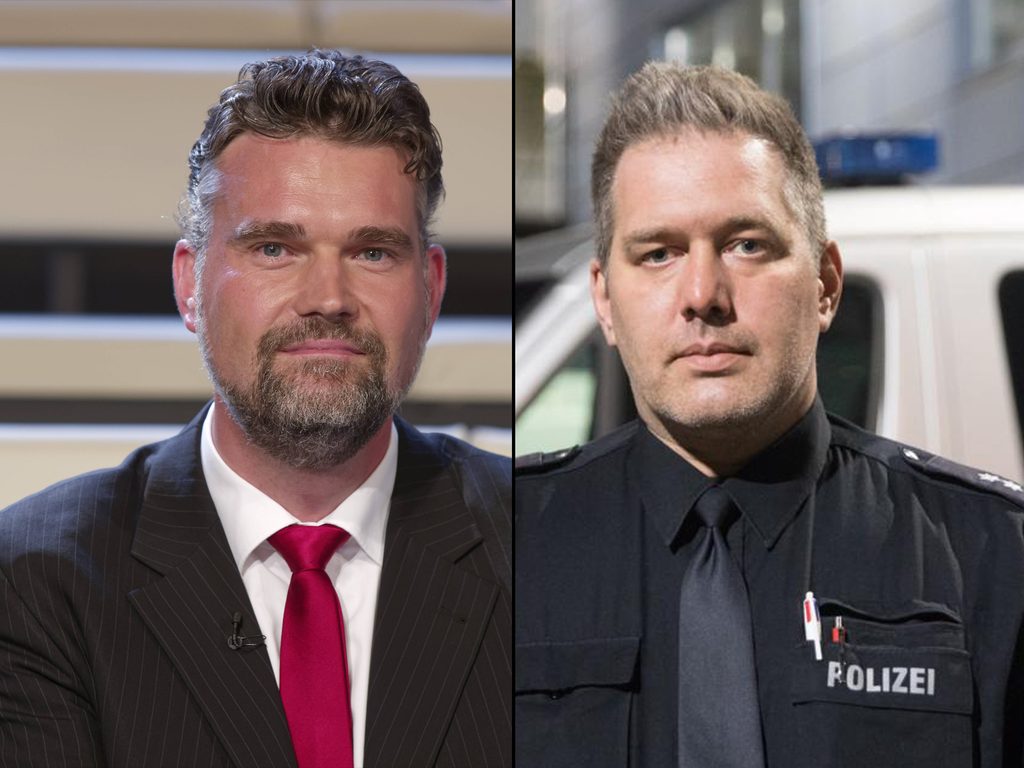 Jan Reinecke vom Bund Deutscher Kriminalbeamter (l.) und Lars Osburg von der GdP.