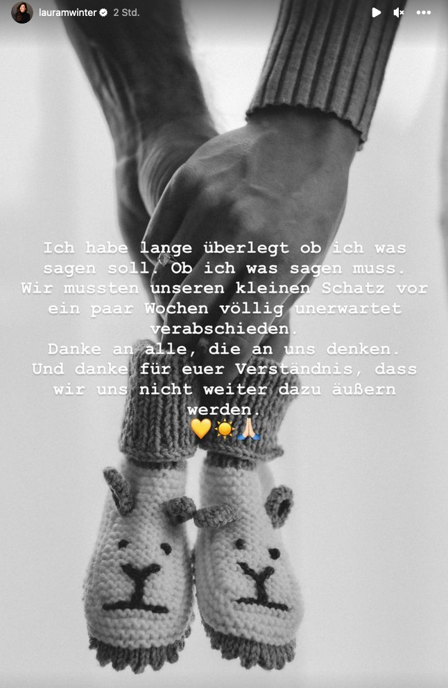 Laura Winter gibt Verlust des Kindes bei Instagram bekannt