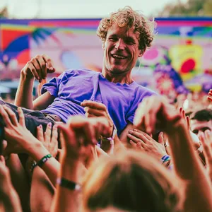 Einer der beiden Bruckner-Brüder beim Stagediven