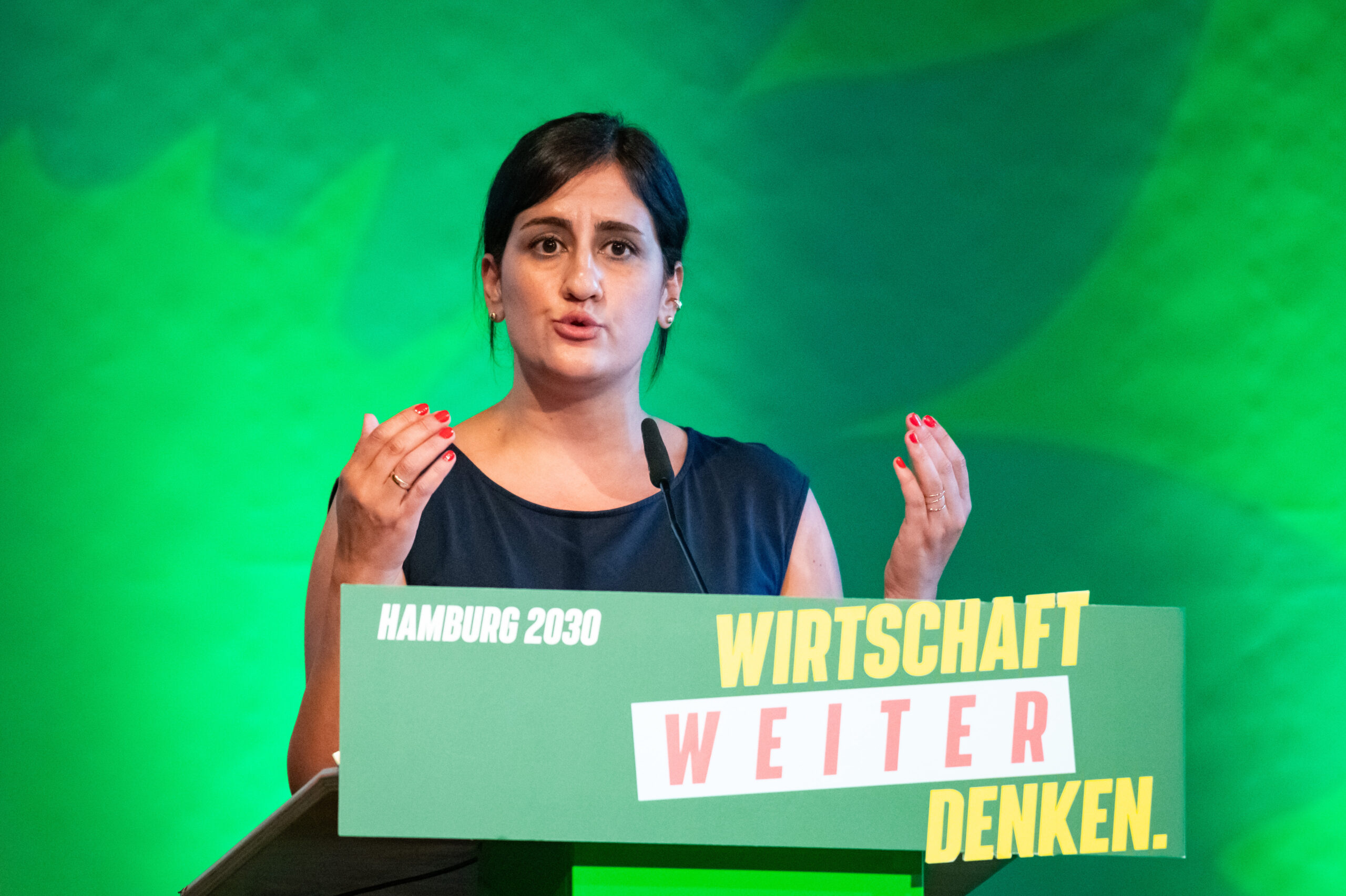 Maryam Blumenthal, bleibt Chefin der Grünen in Hamburg – ab sofort aber zusammen mit Leon Alam in einer Doppelspitze.