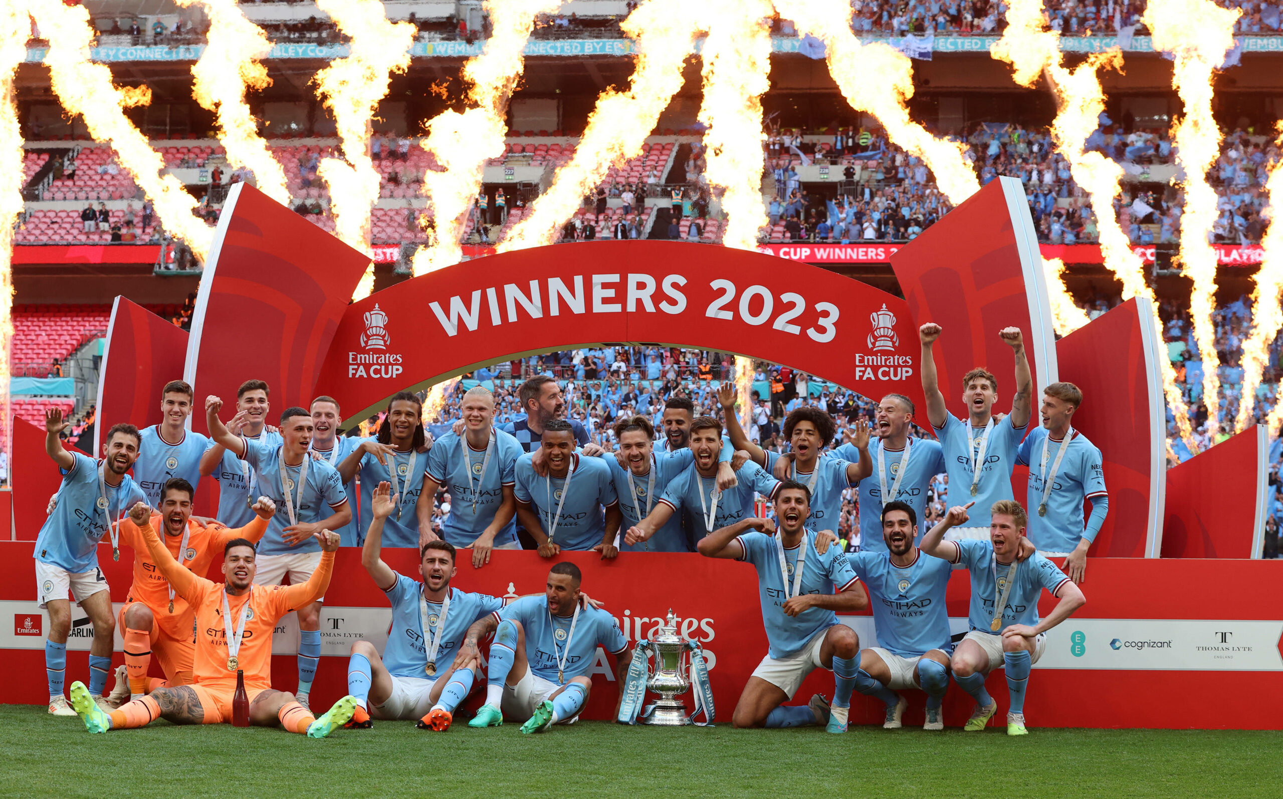 Siegesfeier von Manchester City beim FA-Cup-Finale