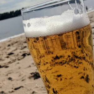 Schmeckt nicht nur bei Sonnenschein: Ein Bier am Elbstrand. Lagern sollte man das kühle Blonde allerdings deutlich lichtärmer.