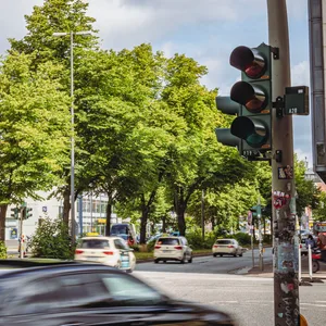 eine ausgefallene Ampel an der Ehrenbergstraße