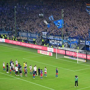 HSV-Fans jubeln Mannschaft zu