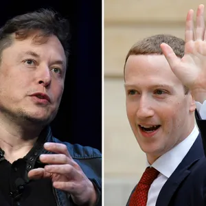 Links Elon Musk und rechts Mark Zuckerberg