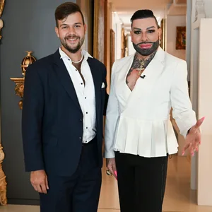 CDU-Politiker Marc-Eric Lehmann (l.) ist der neue Partner an der Seite von Modedesigner Harald Glööckler(r.).