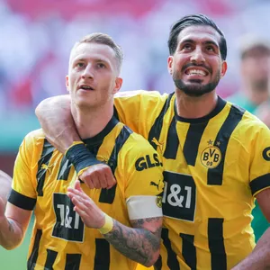 Marco Reus und Emre Can bejubeln Tor für Borussia Dortmund
