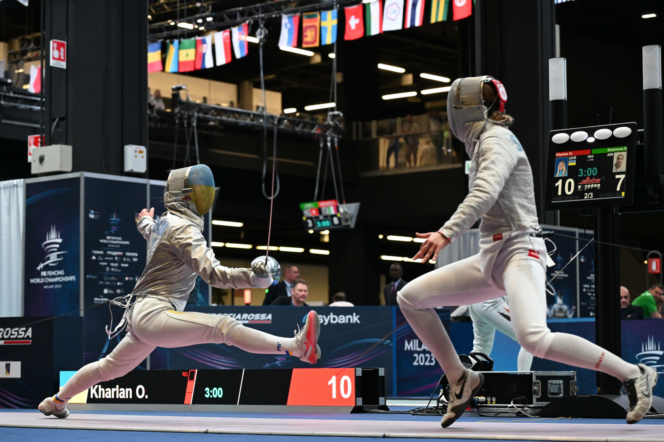 Olha Kharlan und Anna Smirnova bei ihrem Kampf bei der Fecht-WM.