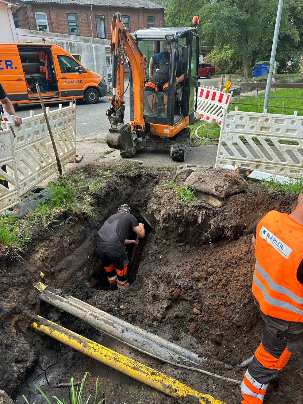 Die beschädigte Stelle in der Wasserleitung