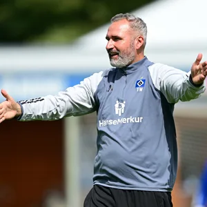 Tim Walter gestikulierend im HSV-Training