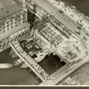 So sah die Baustelle für die Haltestelle Jungfernstieg an der Reesendammbrücke im April 1932 aus.