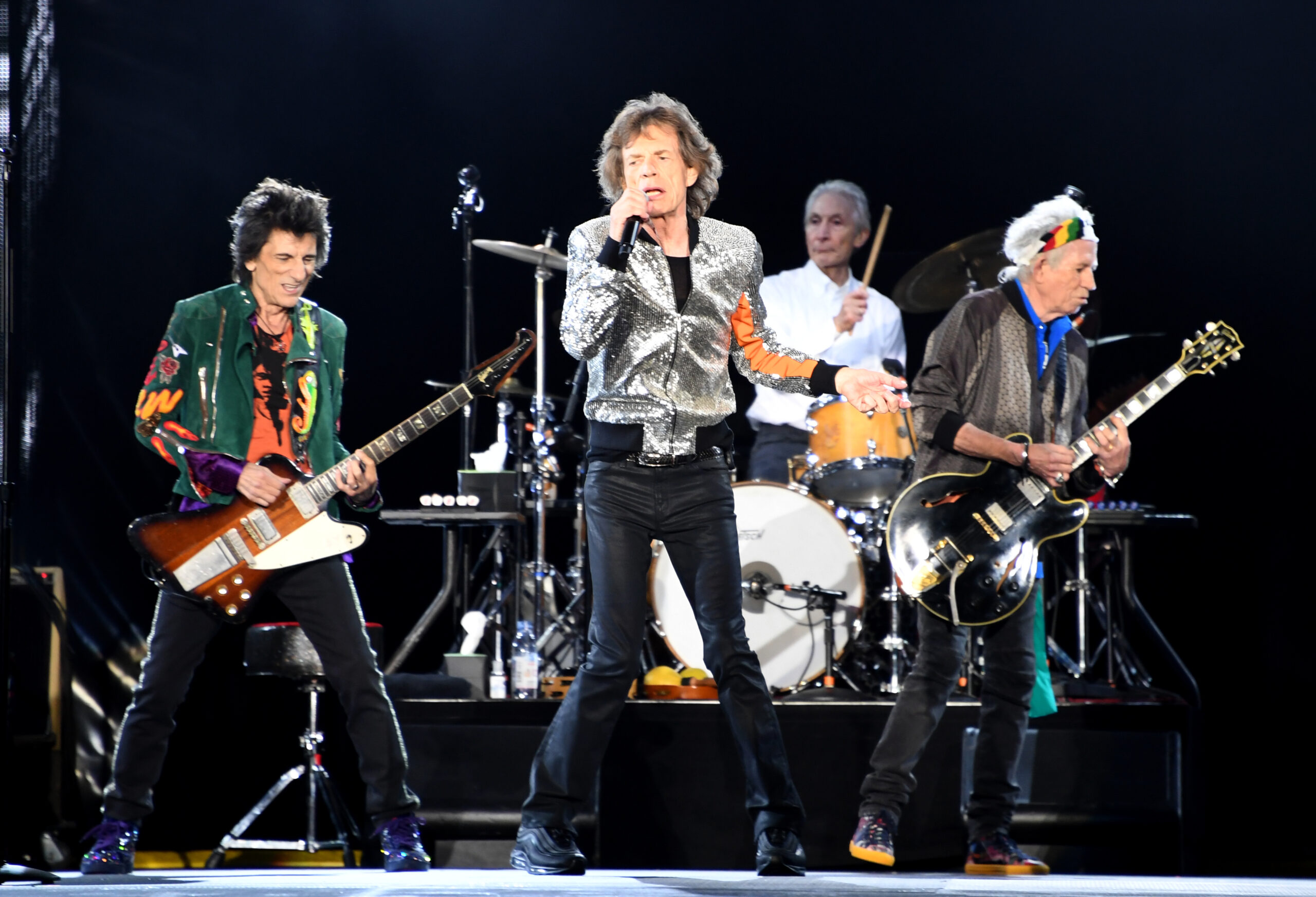 Die Rolling Stones 2017 in Hamburg: Ron Wood (l-r), Mick Jagger, Charlie Watts und Keith Richards. (Archivbild)