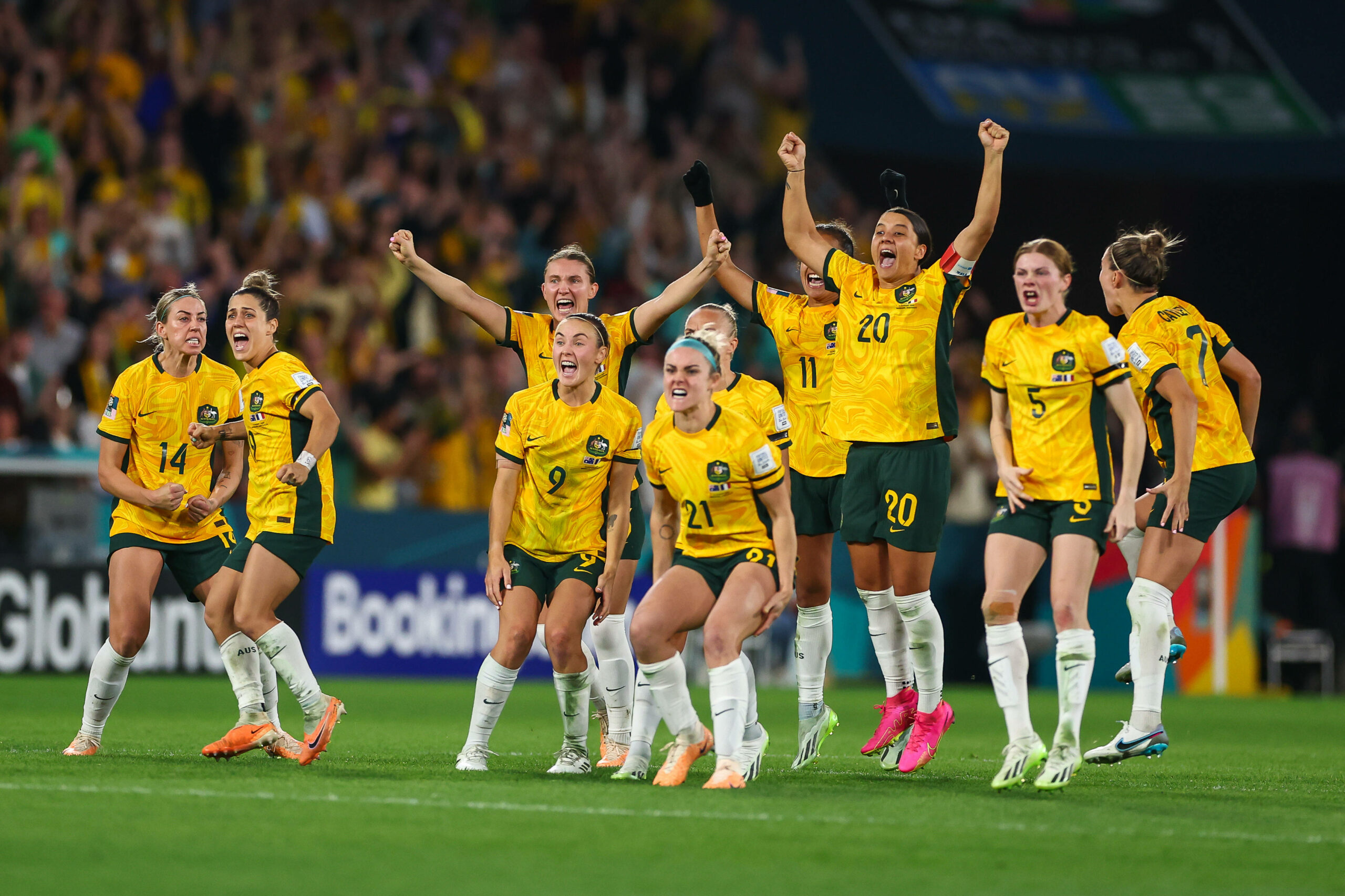 Australische Fußballerinnen jubeln nach Elfmeterschießen