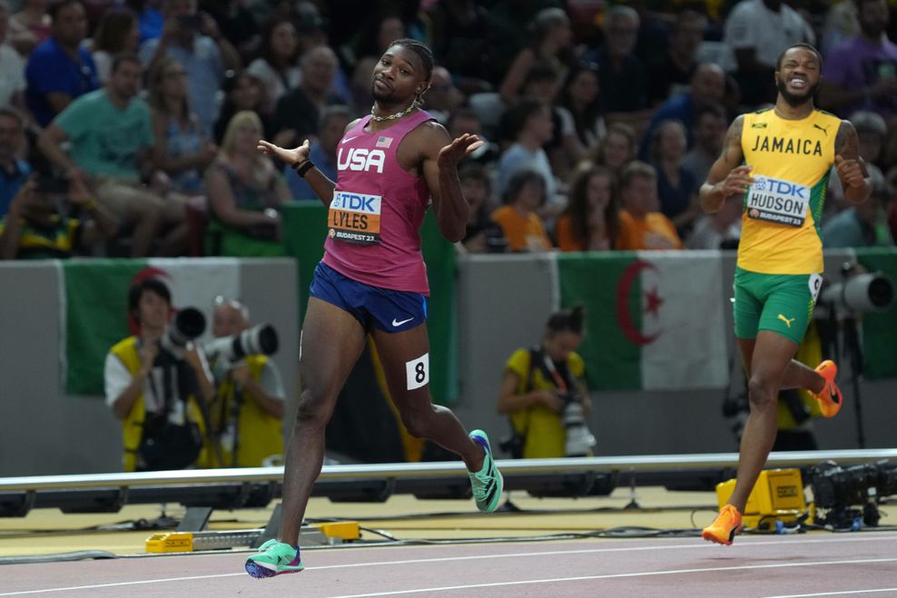 Noah Lyles und Andrew Hudson beim Männer-Halbfinale über 200 Meter