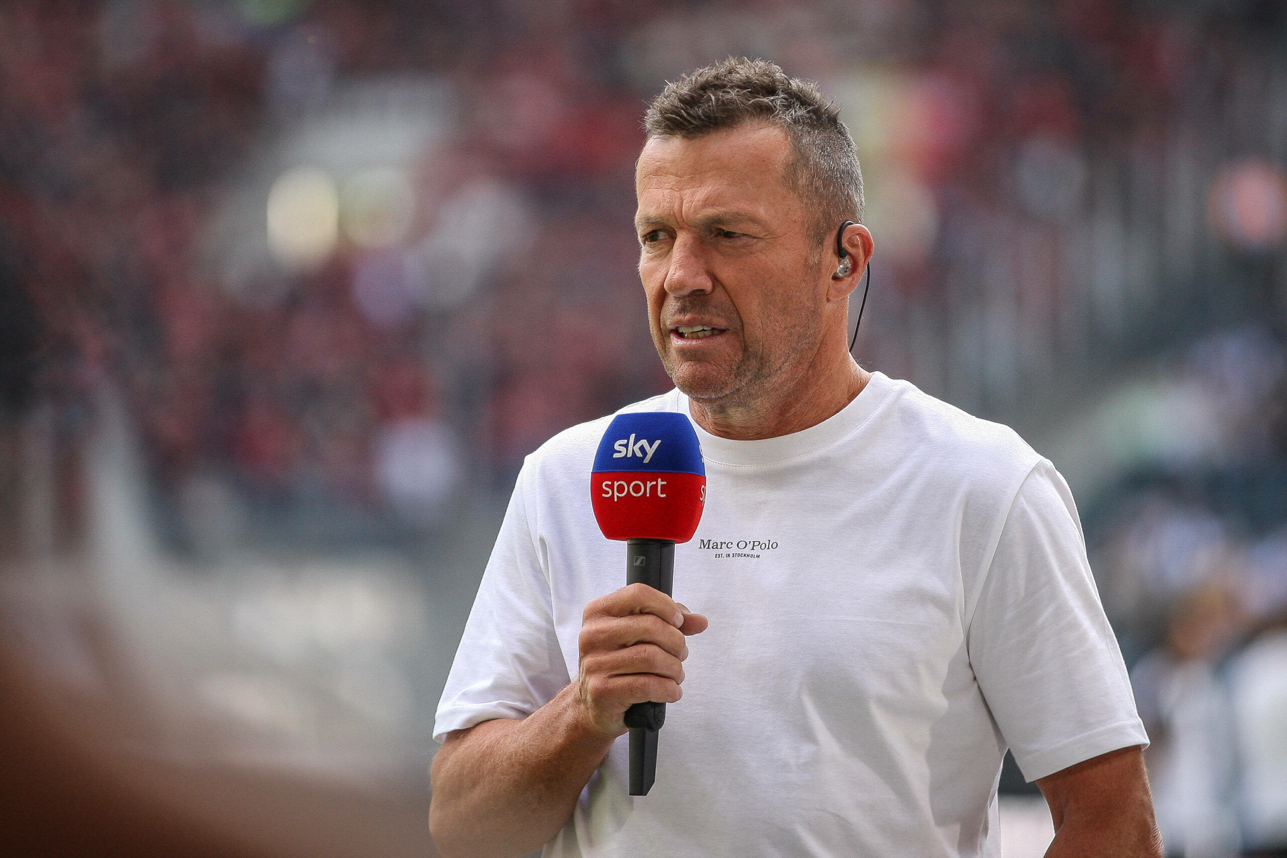 Lothar Matthäus als Sky-Experte beim Spiel Gladbach gegen Leverkusen