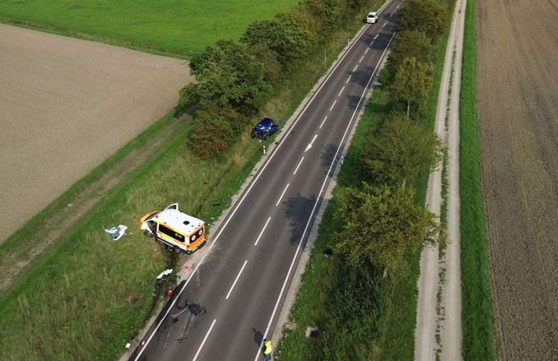 Drohnenaufnahme der Unfallstelle im fränkischen Geslau.