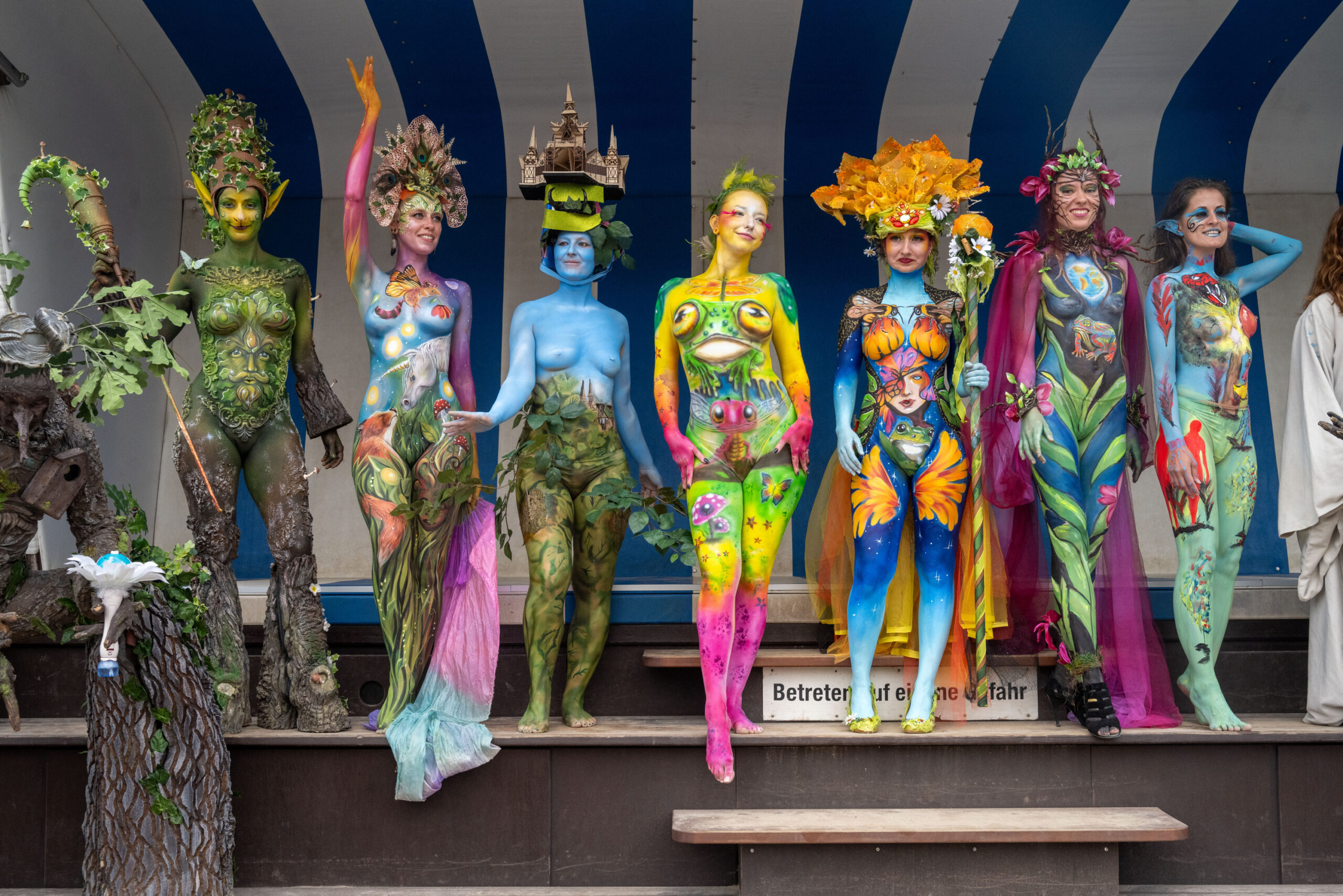 Beim „Bodypainting Festival“ auf Usedom: Models präsentieren am 19. August die Kunstwerke auf ihrer Haut.