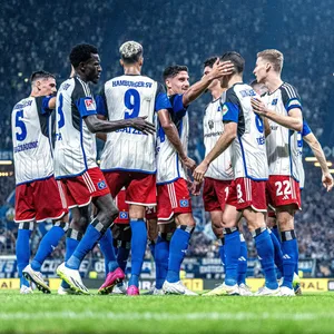 Der HSV jubelt beim Sieg gegen Hertha