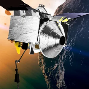 Diese Zeichnung zeigt, wie sich die Raumsonde Osiris-Rex dem Asteroiden Bennu nähert.