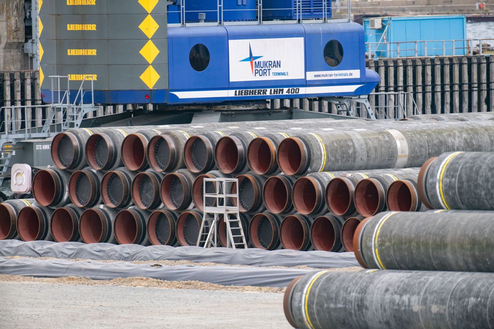 Nicht verbaute Rohre für die Ostsee-Pipeline