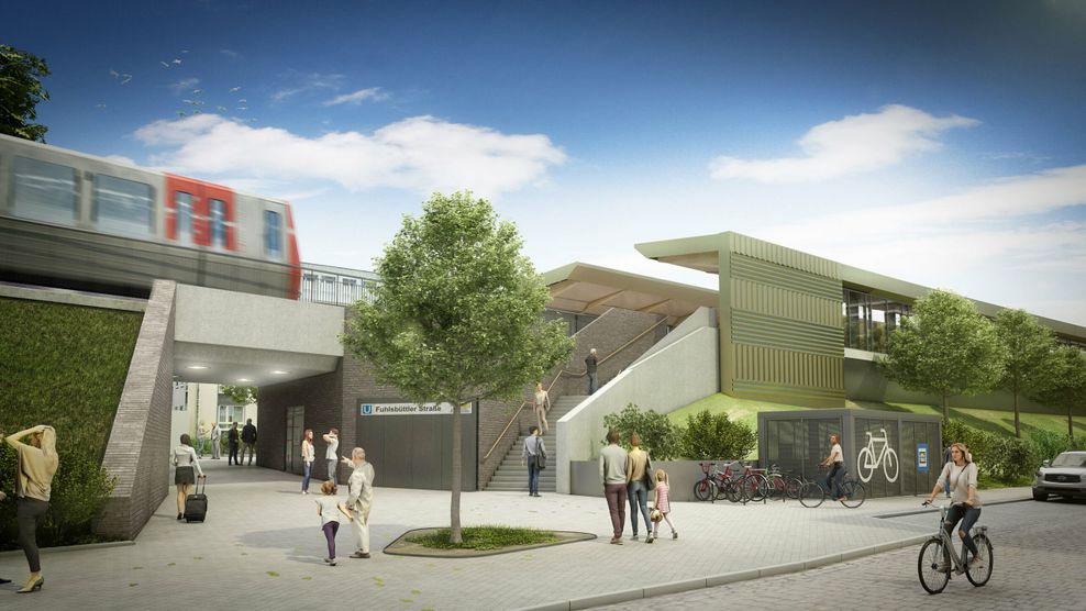So soll die neue U3-Haltestelle vom Hardorffsweg aus mal aussehen. Dort ist auch eine Bike+Ride Station geplant.