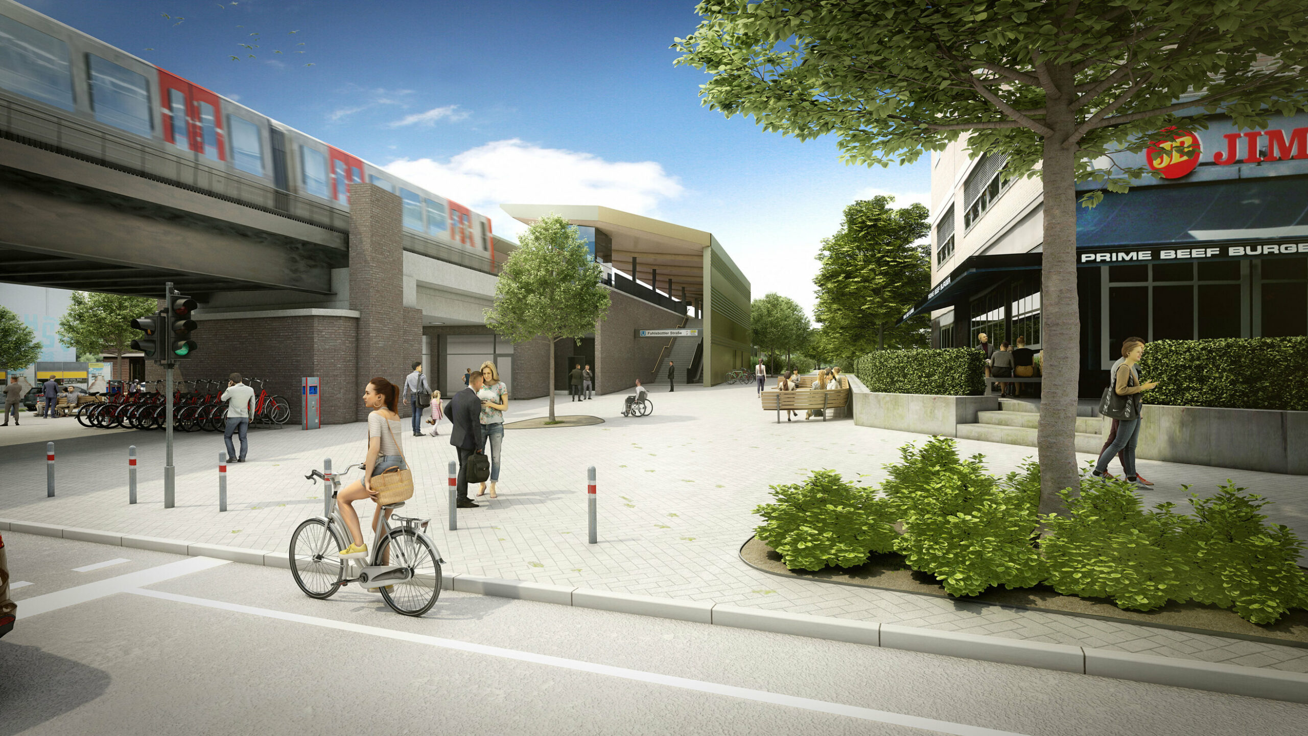 So soll sie einmal aussehen: Die U3-Haltestelle Fuhlsbüttler Straße mit einem neuen, größeren Vorplatz.