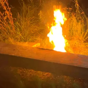 Ein Bahnmitarbeiter versucht die Flammen mit einem Feuerlöscher zu ersticken.