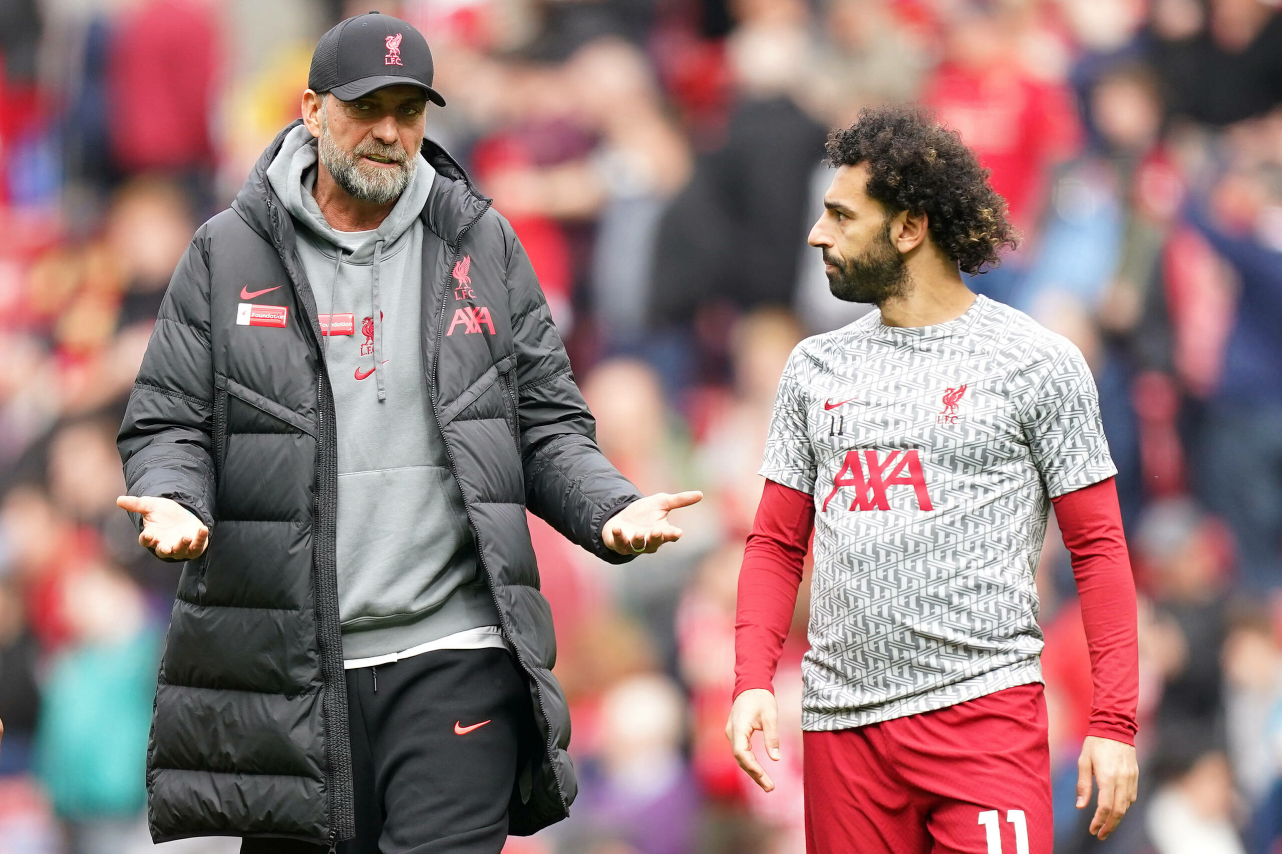 Jürgen Klopp und Mohamend Salah beim Premier-League Auftakt