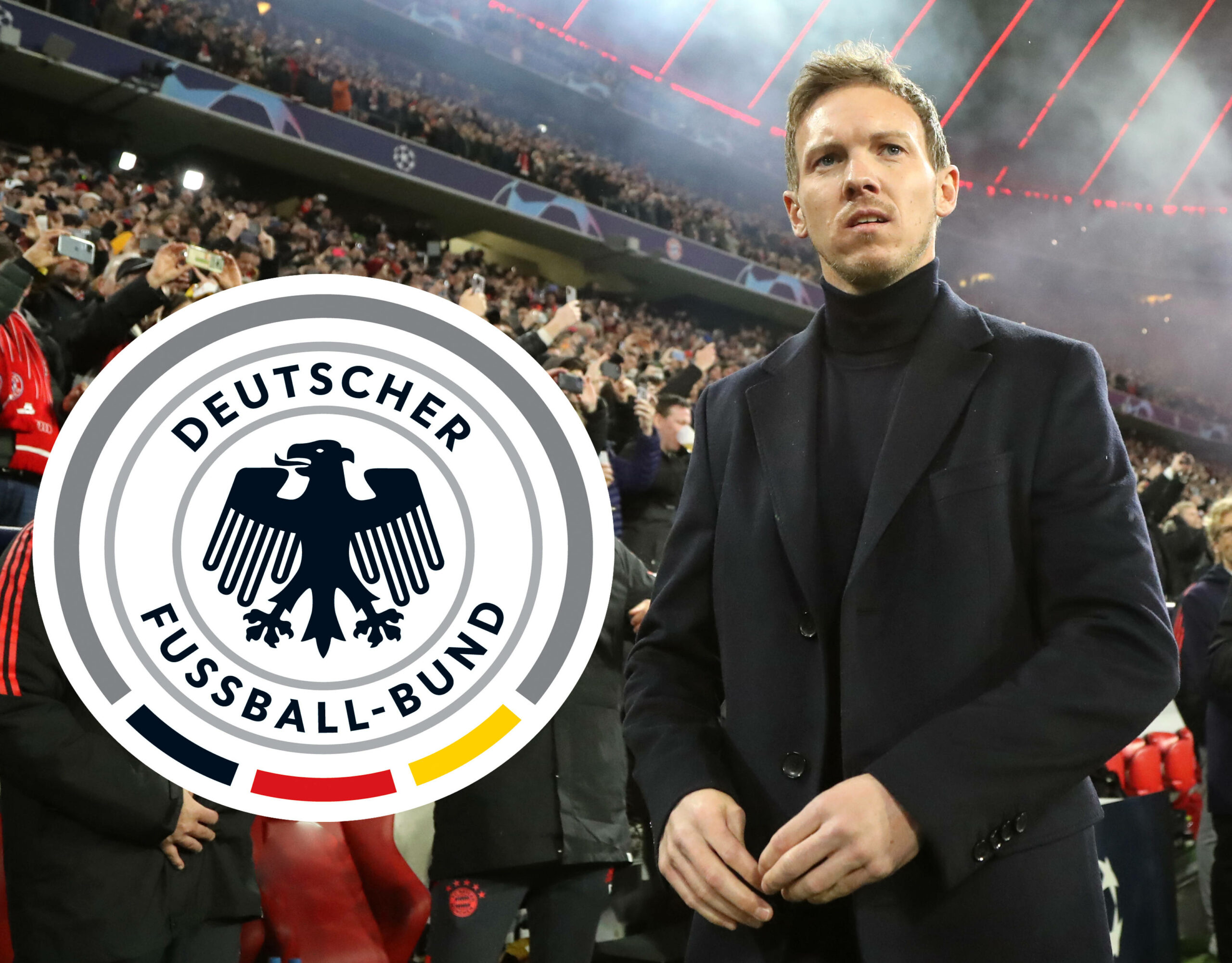 Julian Nagelsmann neben dem Logo des DFB