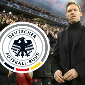Julian Nagelsmann neben dem Logo des DFB