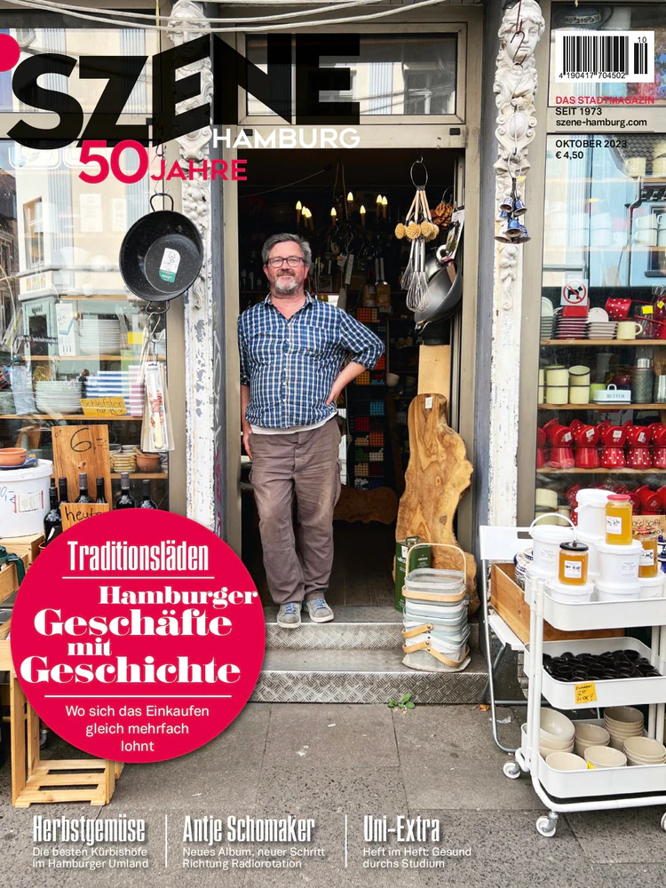 Das Cover der Jubiläumsausgabe der „Szene“, Titelgeschichte: Traditionsläden in Hamburg